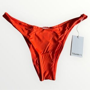 Vitamin A California High Leg Orange Bikini Bottoms Size XL NWT